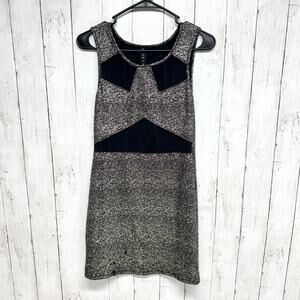 Sabora Dress Women Large Sleeveless Crew Midi Gray Sparkle Pattern Mesh Business